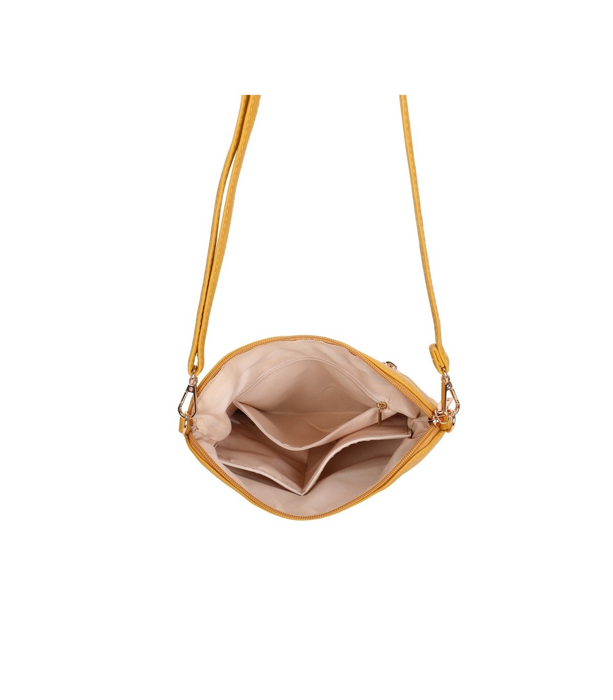 T11803 - Bolso bandolera con borlas decorativas cuadrado y con cierre de cremallera