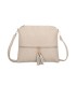 T11803 - Bolso bandolera con borlas decorativas cuadrado y con cierre de cremallera