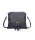 T11803 - Bolso bandolera con borlas decorativas cuadrado y con cierre de cremallera