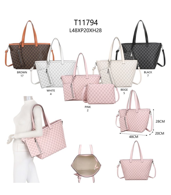 T11794 - Bolso con patrón y neceser dispone de monedero exterior