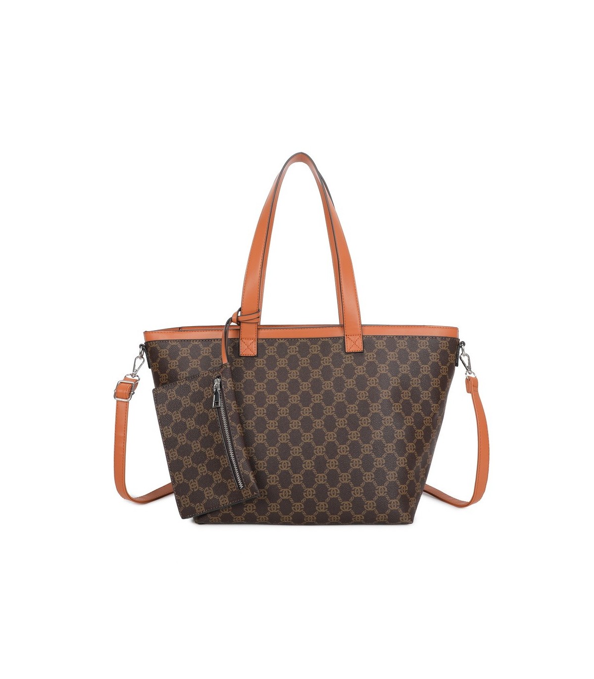 T11794 - Bolso con patrón y neceser dispone de monedero exterior