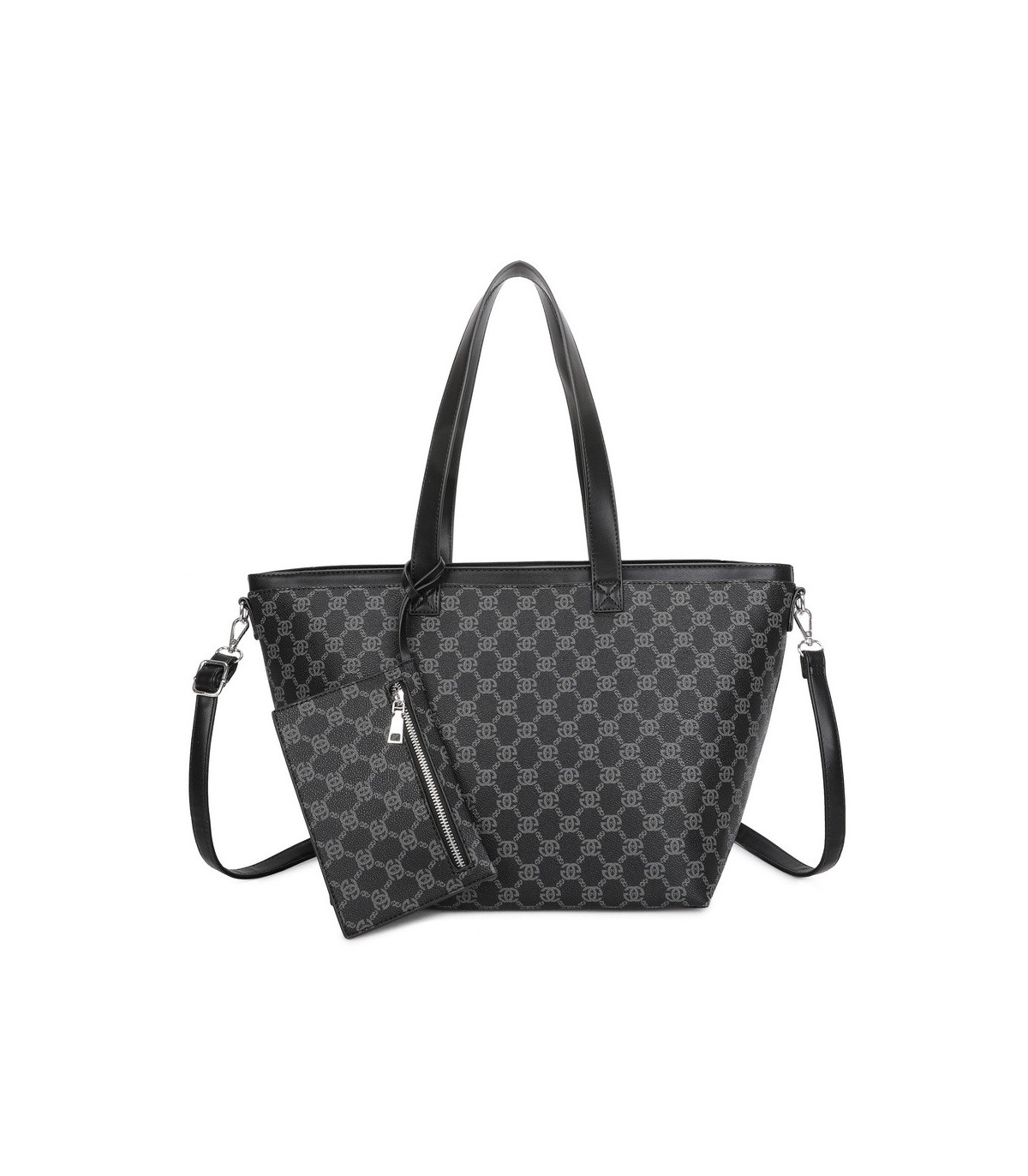 T11794 - Bolso con patrón y neceser dispone de monedero exterior