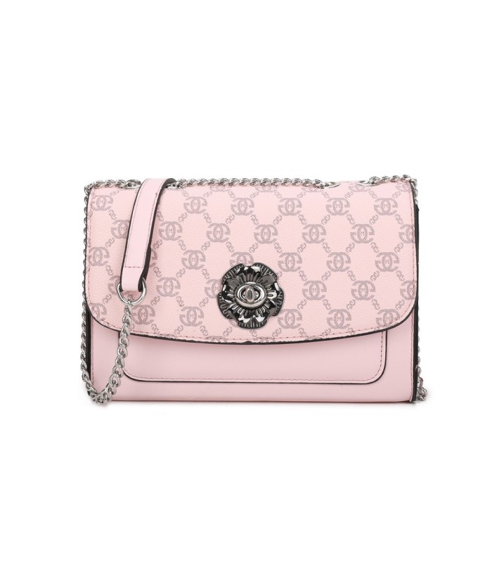 T11778 - Bolso bandolera rectangular pequeño con patrón y cierre de pestillo