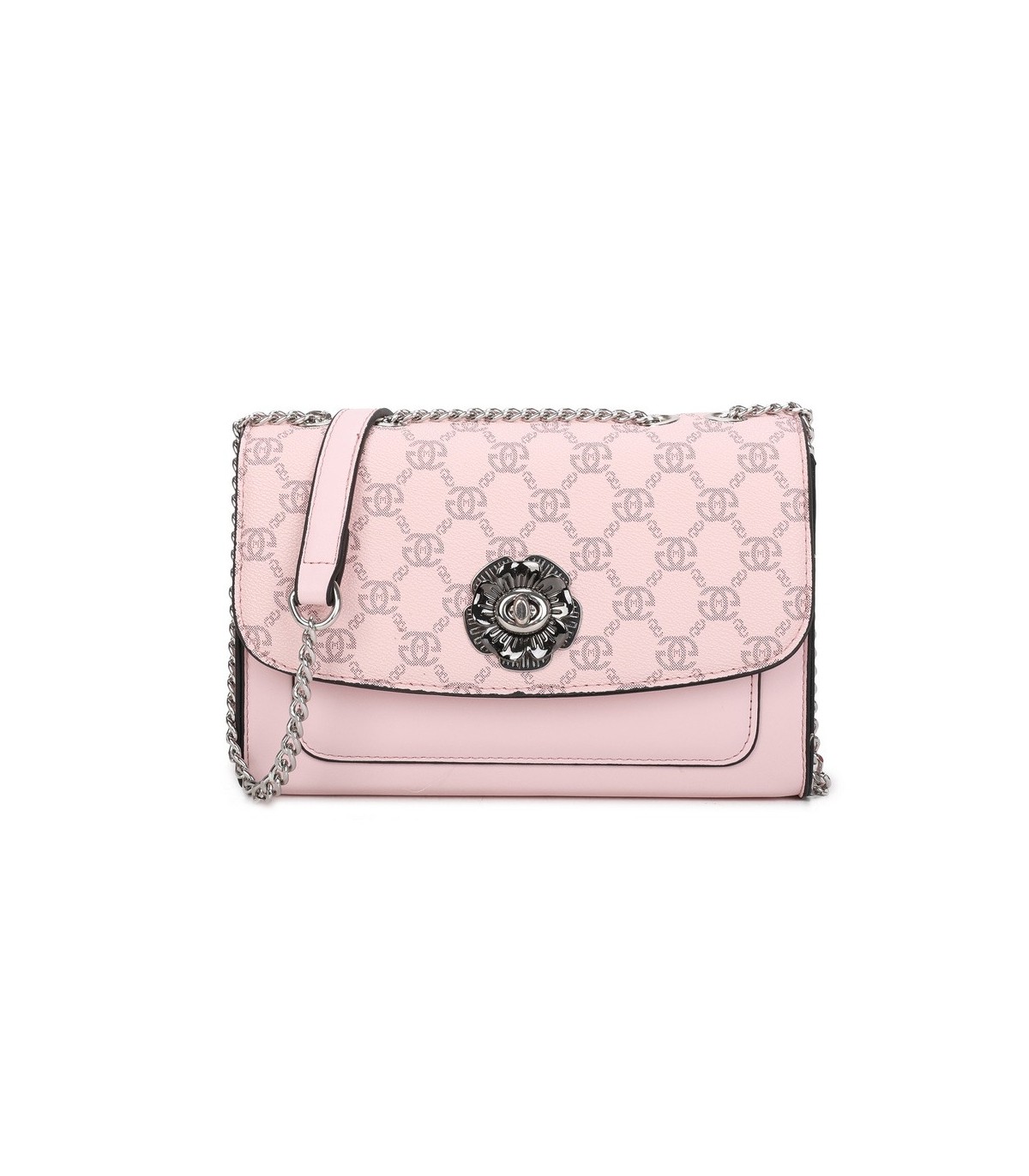 T11778 - Bolso bandolera rectangular pequeño con patrón y cierre de pestillo
