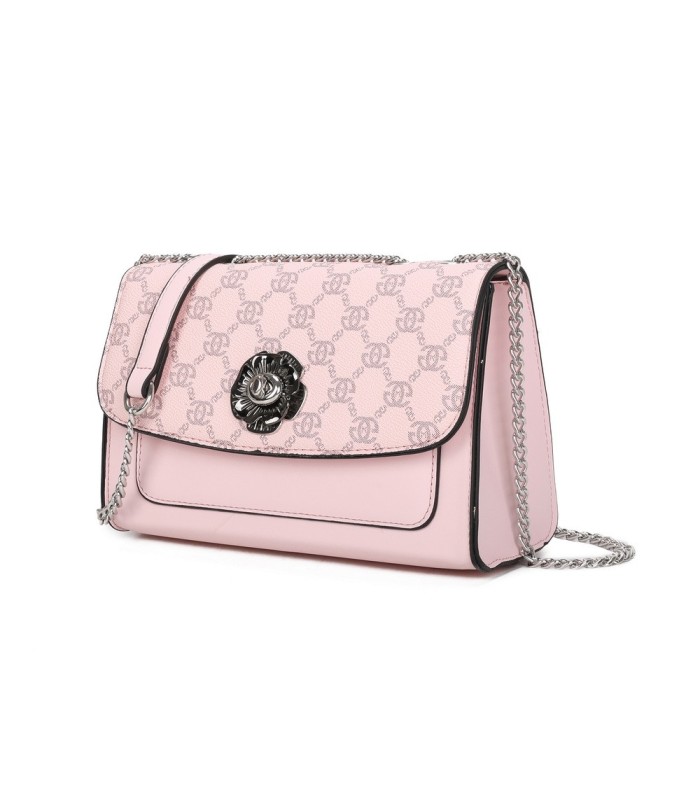 T11778 - Bolso bandolera rectangular pequeño con patrón y cierre de pestillo