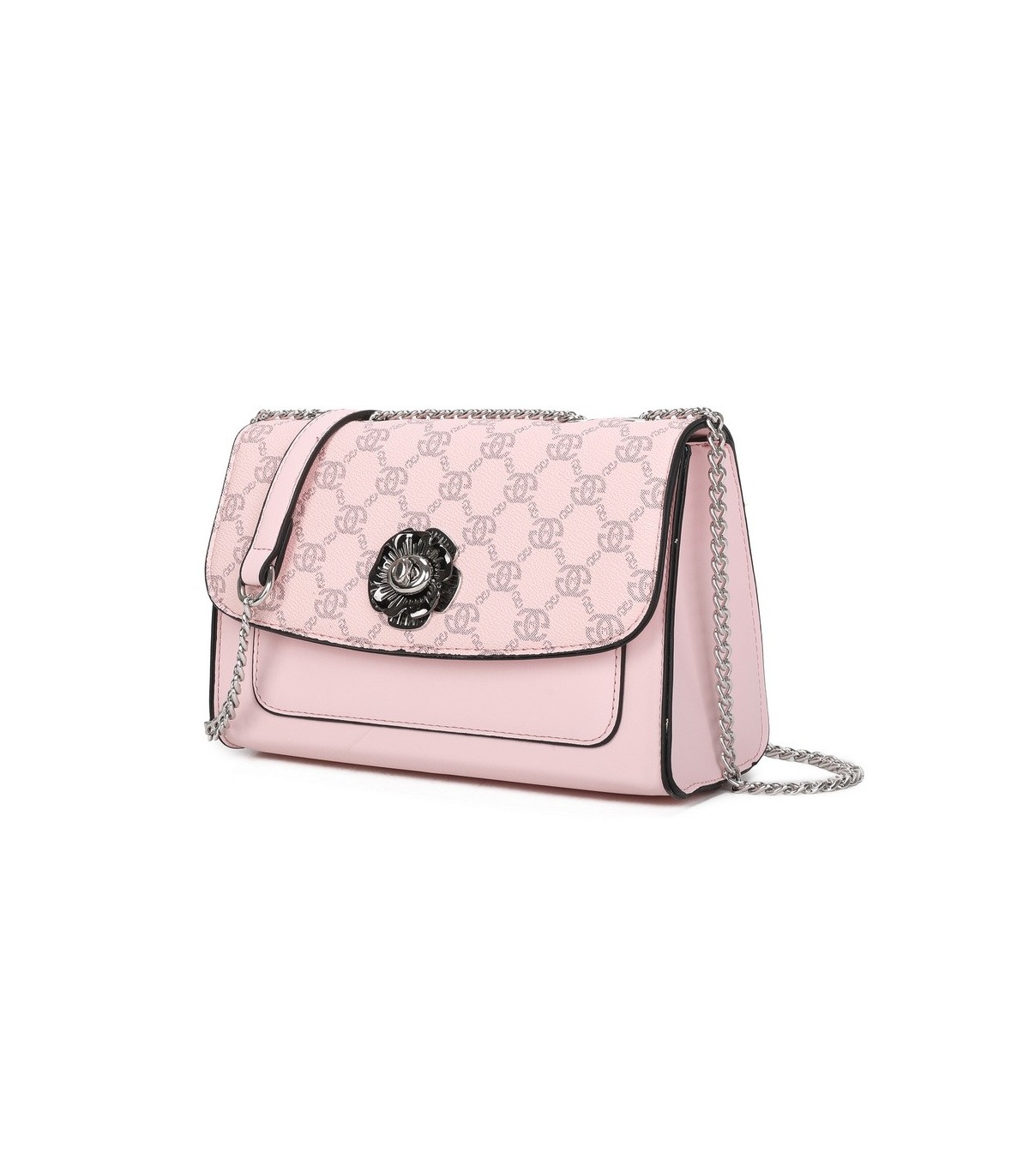 T11778 - Bolso bandolera rectangular pequeño con patrón y cierre de pestillo