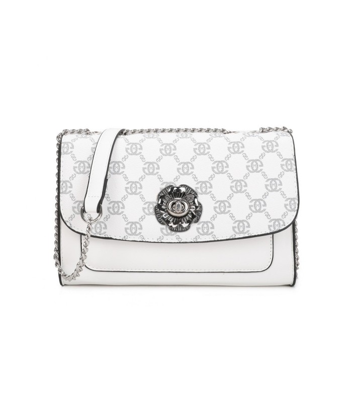 T11778 - Bolso bandolera rectangular pequeño con patrón y cierre de pestillo
