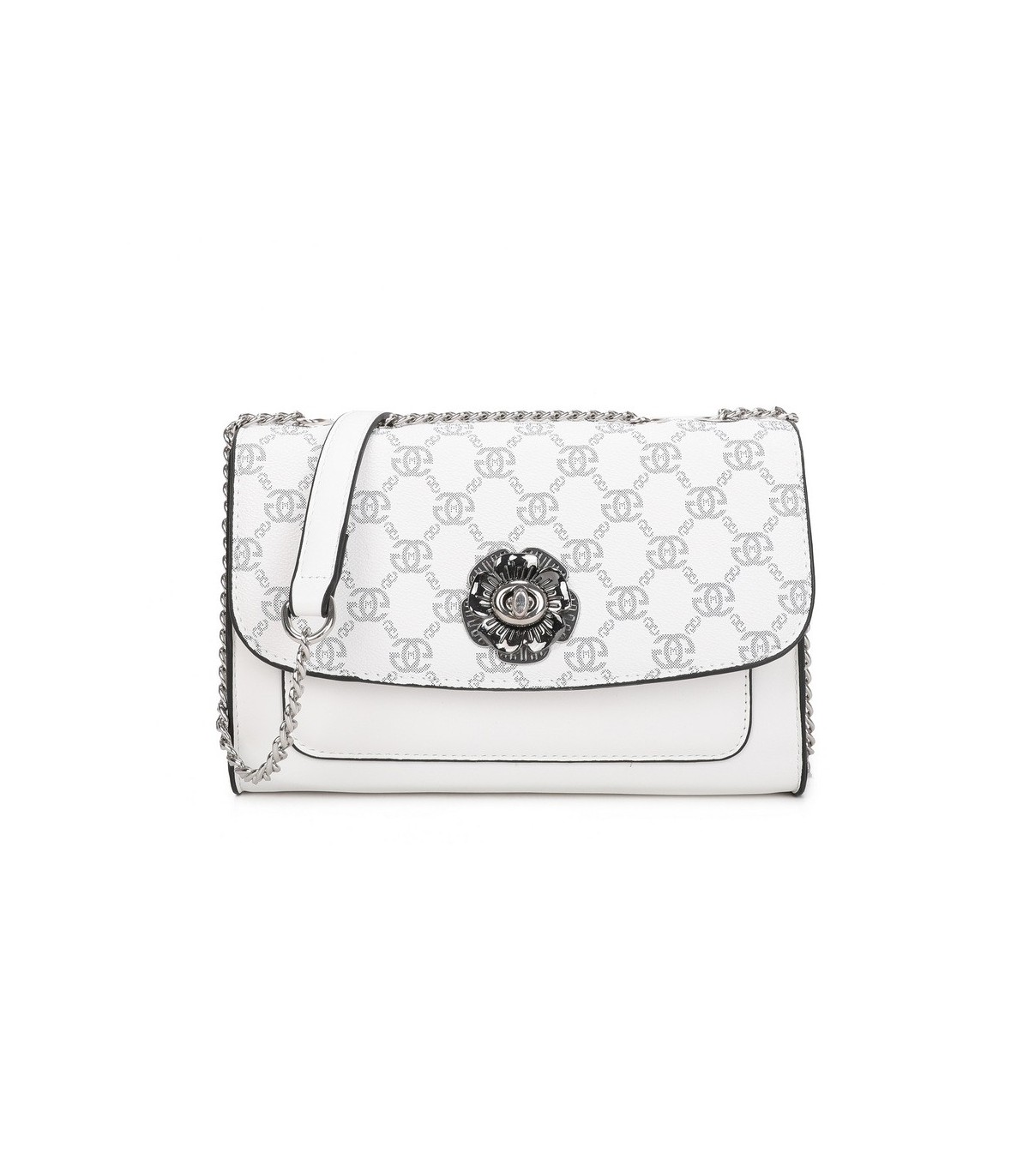 T11778 - Bolso bandolera rectangular pequeño con patrón y cierre de pestillo