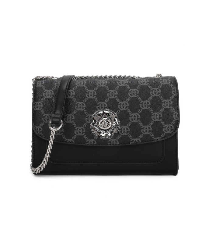 T11778 - Bolso bandolera rectangular pequeño con patrón y cierre de pestillo
