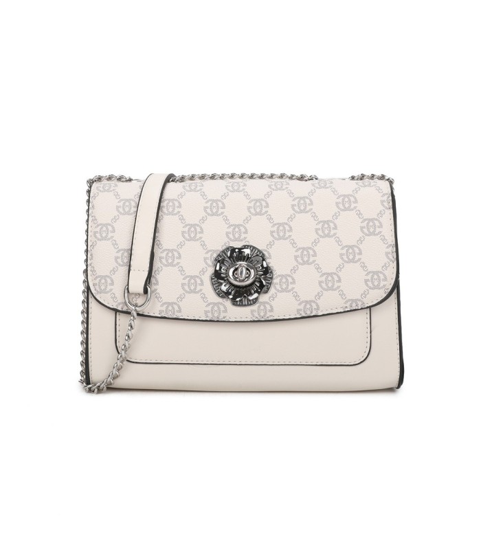 T11778 - Bolso bandolera rectangular pequeño con patrón y cierre de pestillo