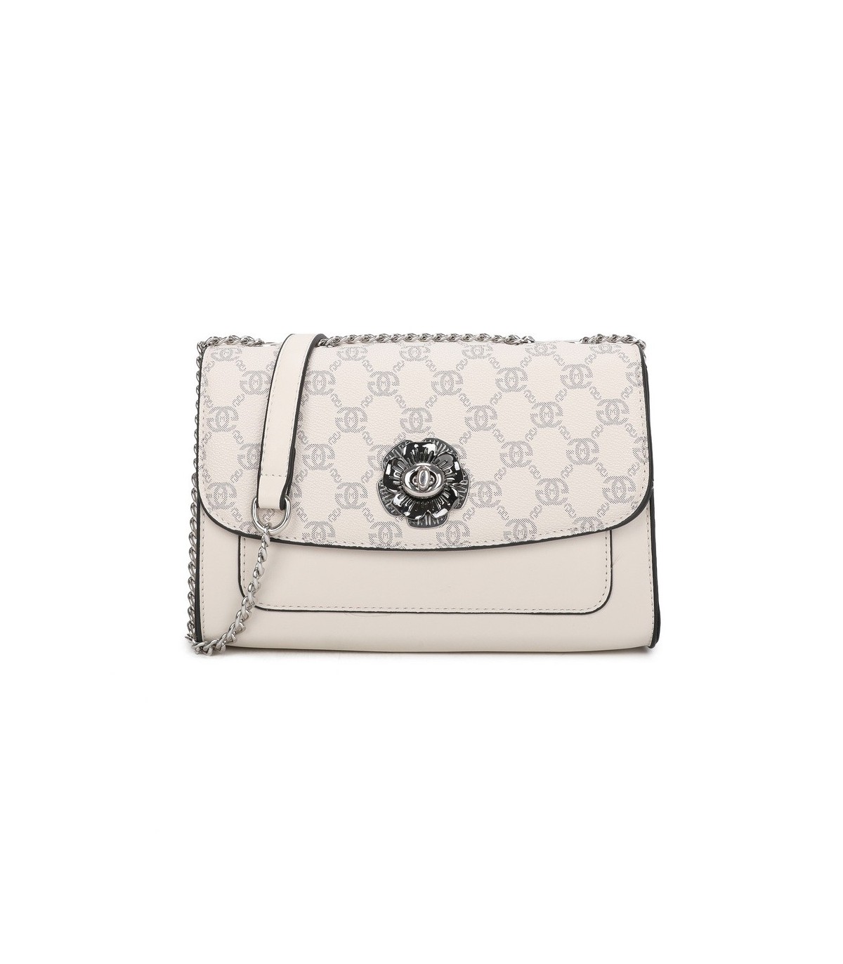 T11778 - Bolso bandolera rectangular pequeño con patrón y cierre de pestillo