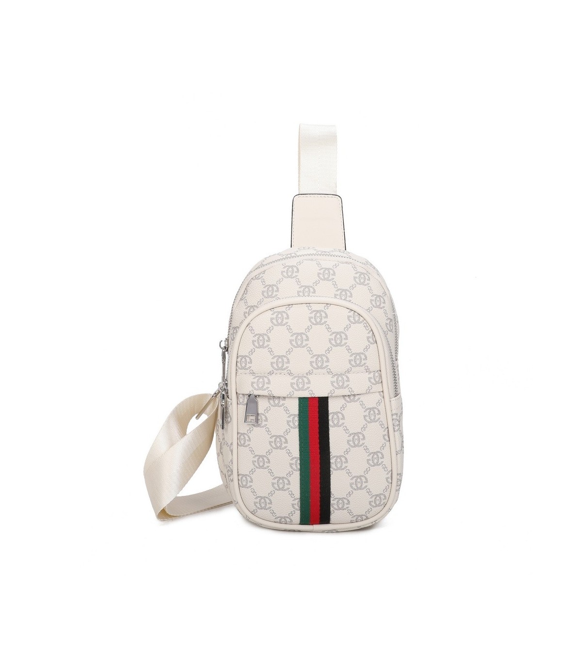 T11773 - Mochila bandolera con patrón y doble compartimento