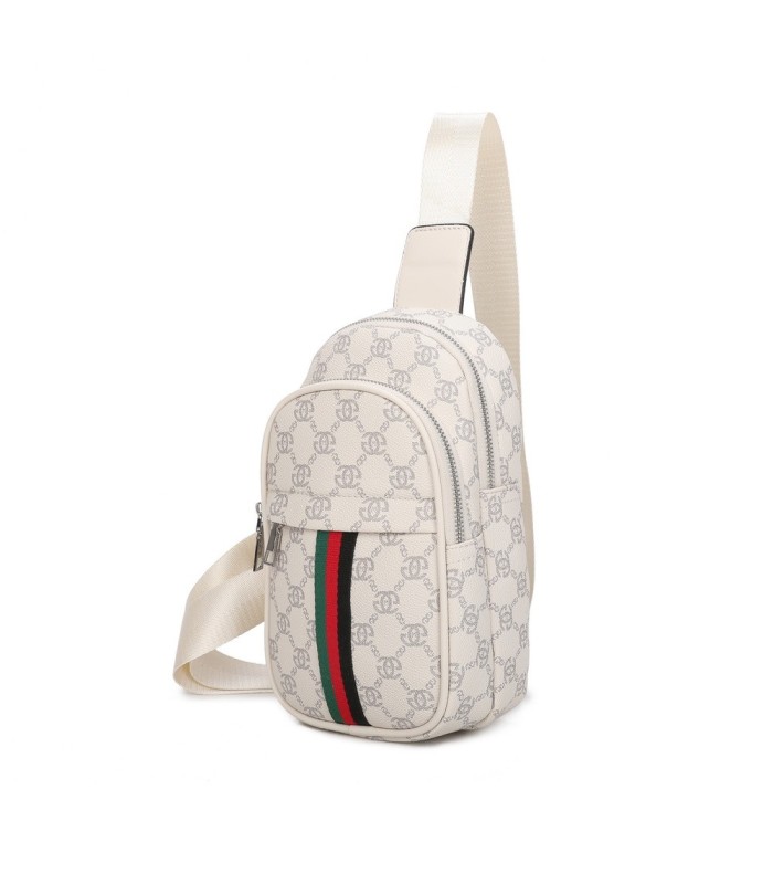T11773 - Mochila bandolera con patrón y doble compartimento