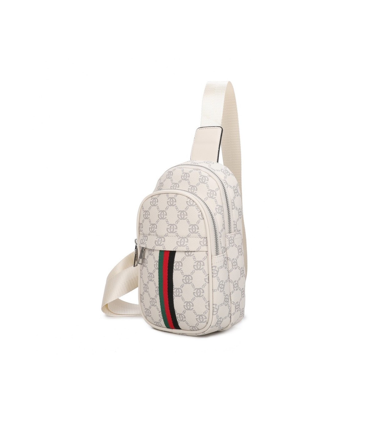 T11773 - Mochila bandolera con patrón y doble compartimento
