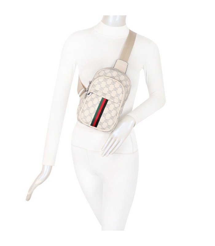 T11773 - Mochila bandolera con patrón y doble compartimento