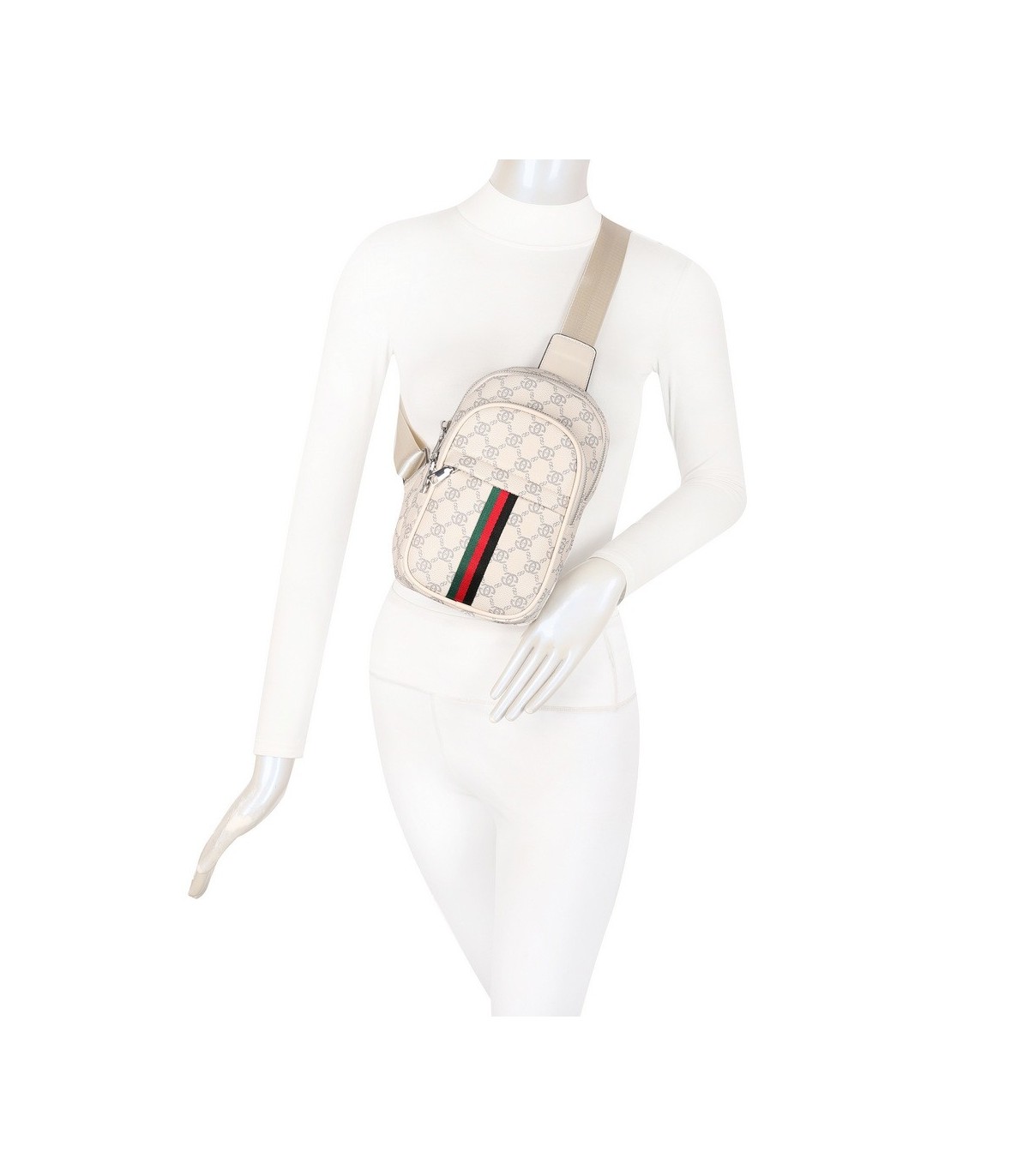 T11773 - Mochila bandolera con patrón y doble compartimento