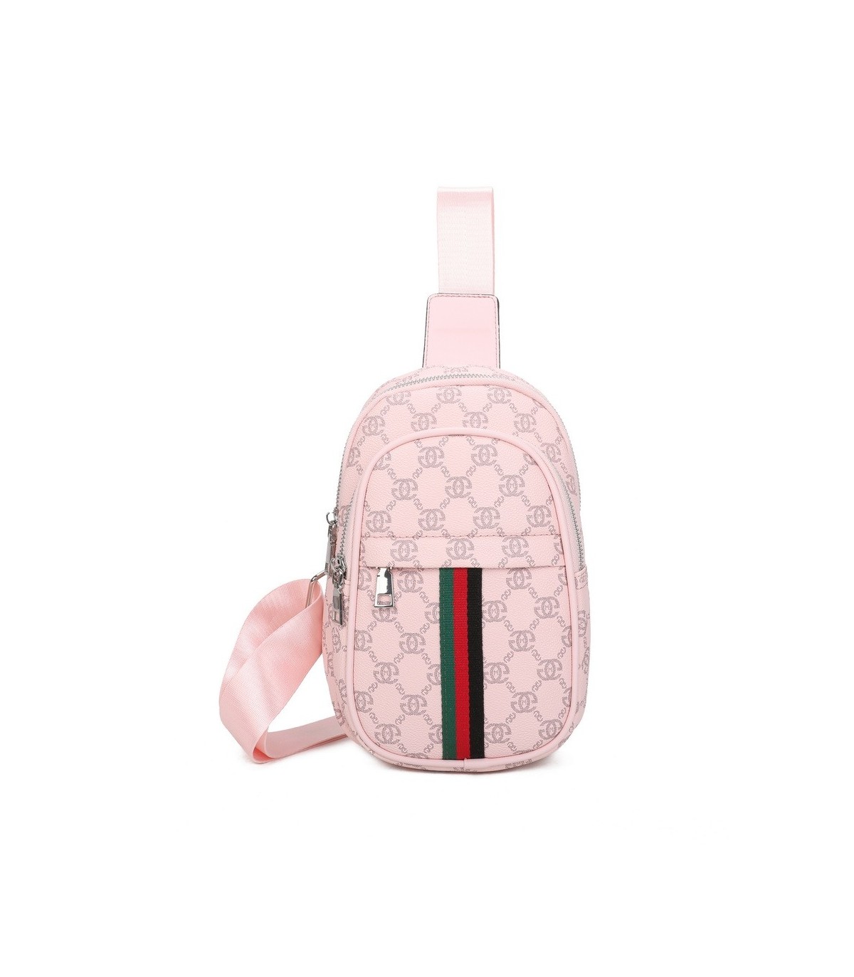 T11773 - Mochila bandolera con patrón y doble compartimento