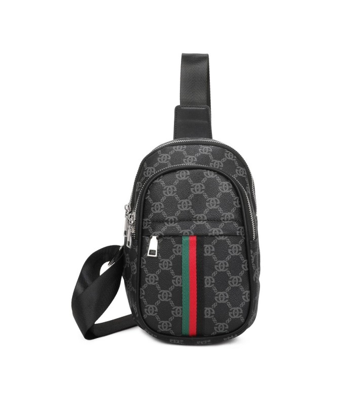 T11773 - Mochila bandolera con patrón y doble compartimento