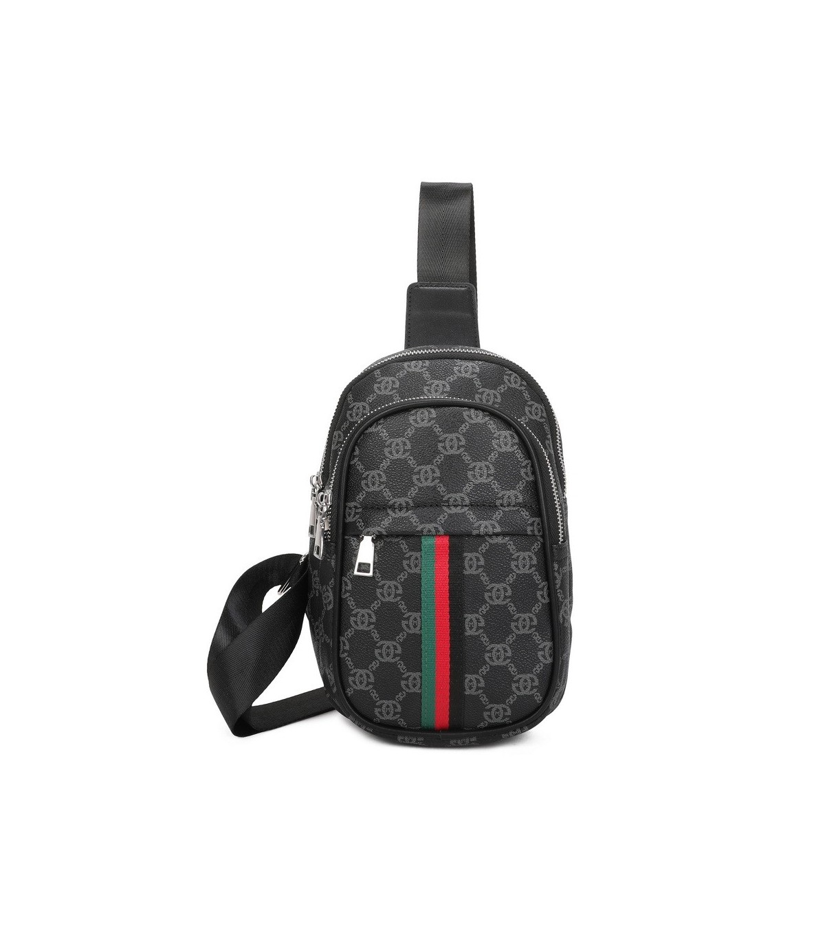 T11773 - Mochila bandolera con patrón y doble compartimento