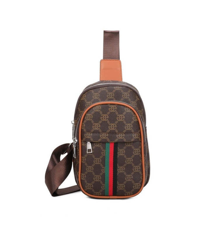 T11773 - Mochila bandolera con patrón y doble compartimento