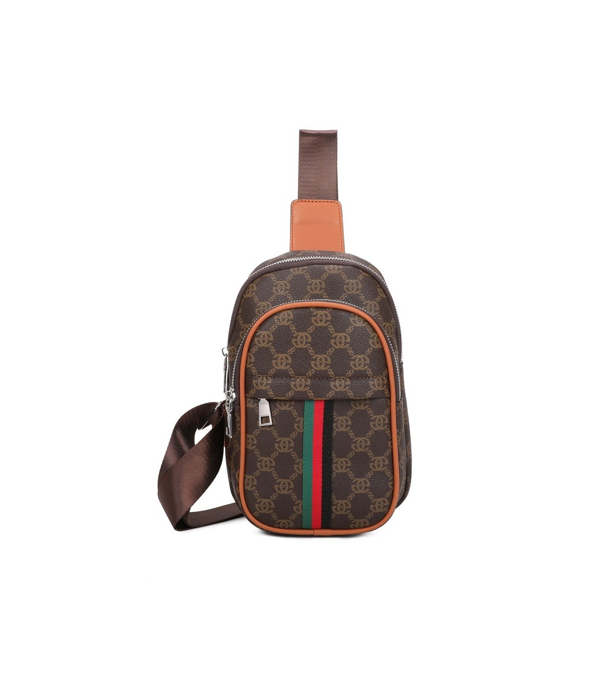 T11773 - Mochila bandolera con patrón y doble compartimento