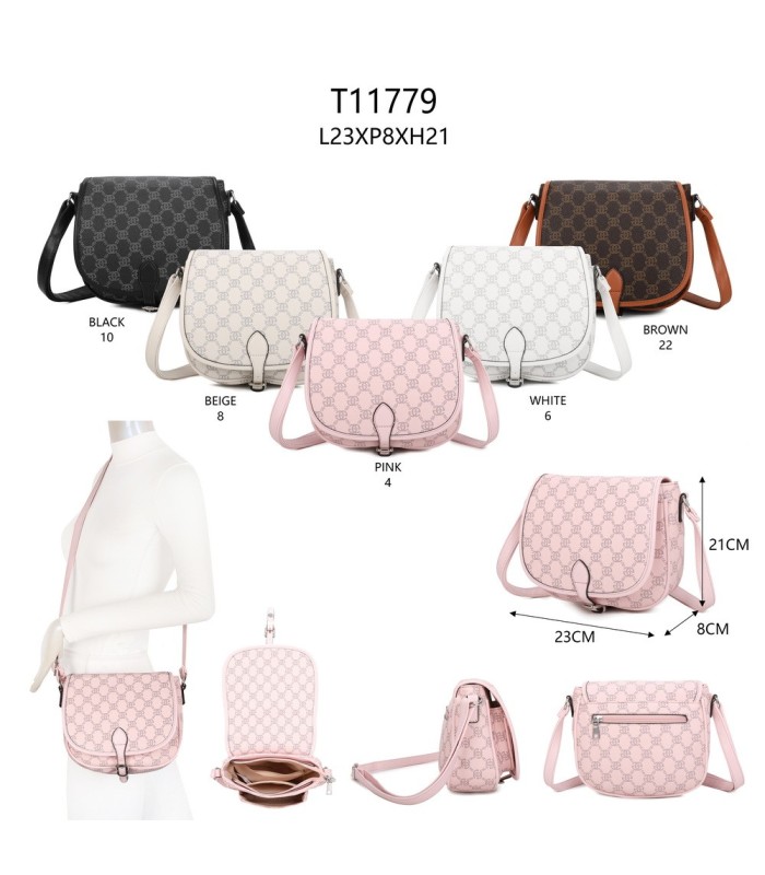 T11779 - Bolso con cierre de botón y varios compartimentos
