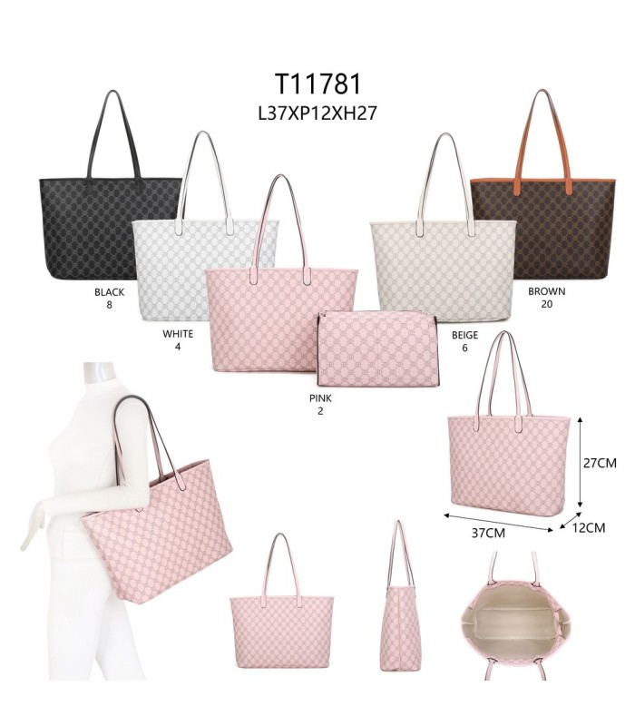 T11781 - Bolso grande para hombro gran espacio con neceser a juego