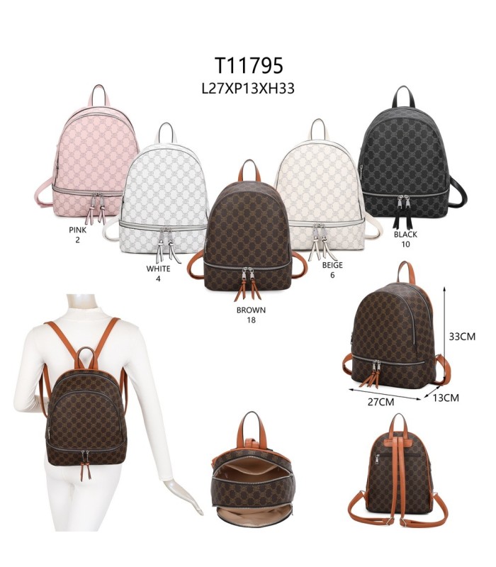 T11795 - Mochila con dos compartimentos y bolsillo trasero antirrobo