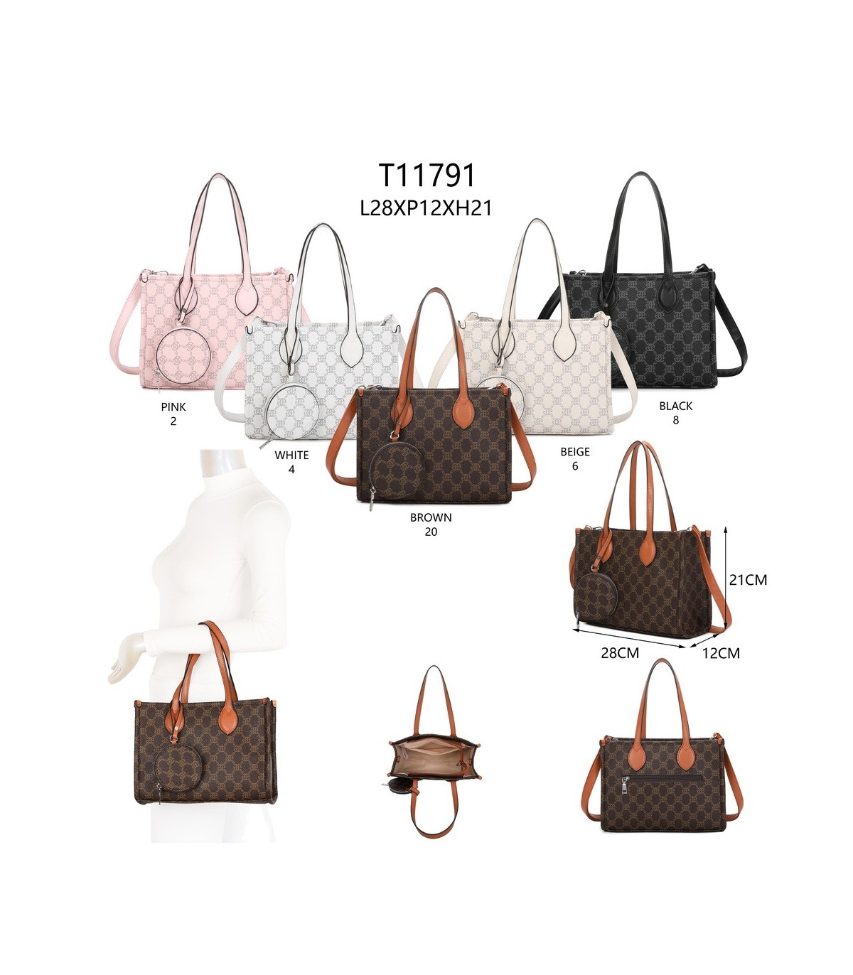 T11791 - Bolso con monedero a juego exterior