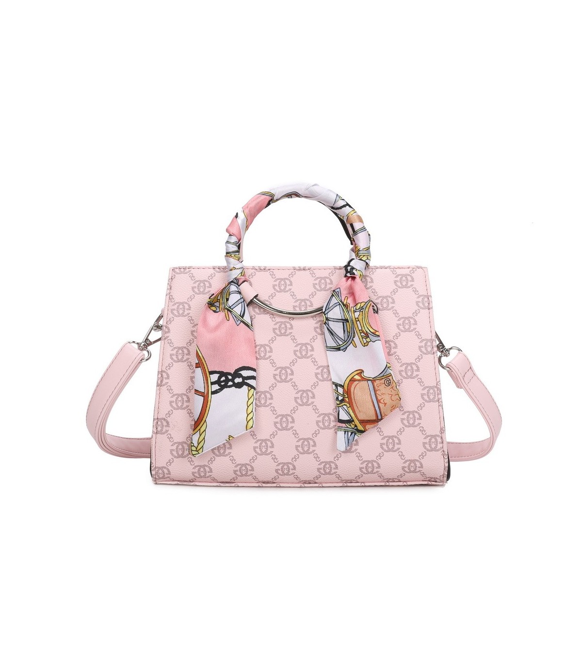 T11815 - Bolso de mano con bandolera y pañuelo decorativo