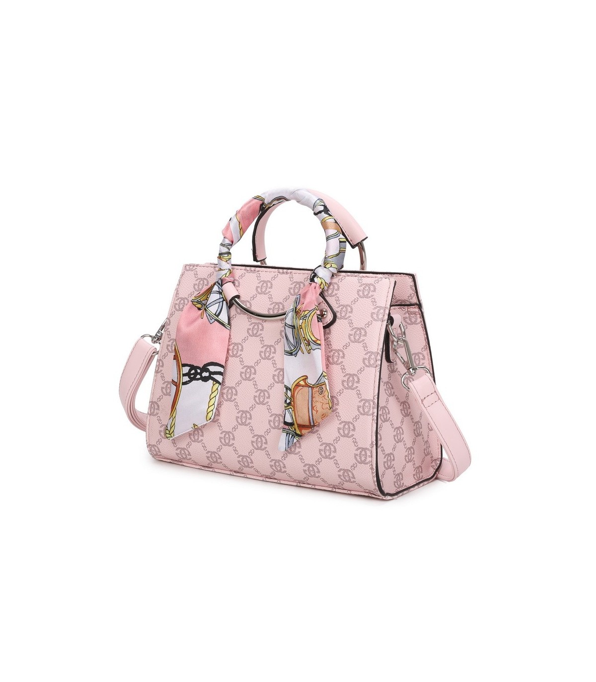 T11815 - Bolso de mano con bandolera y pañuelo decorativo
