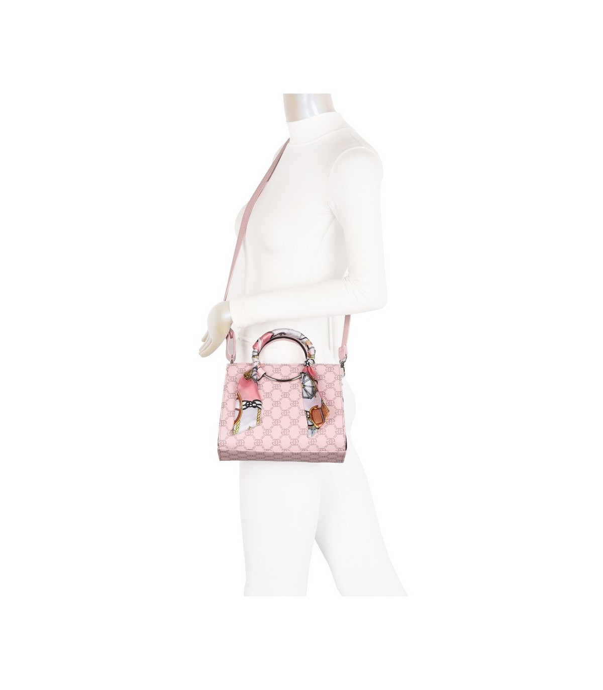 T11815 - Bolso de mano con bandolera y pañuelo decorativo