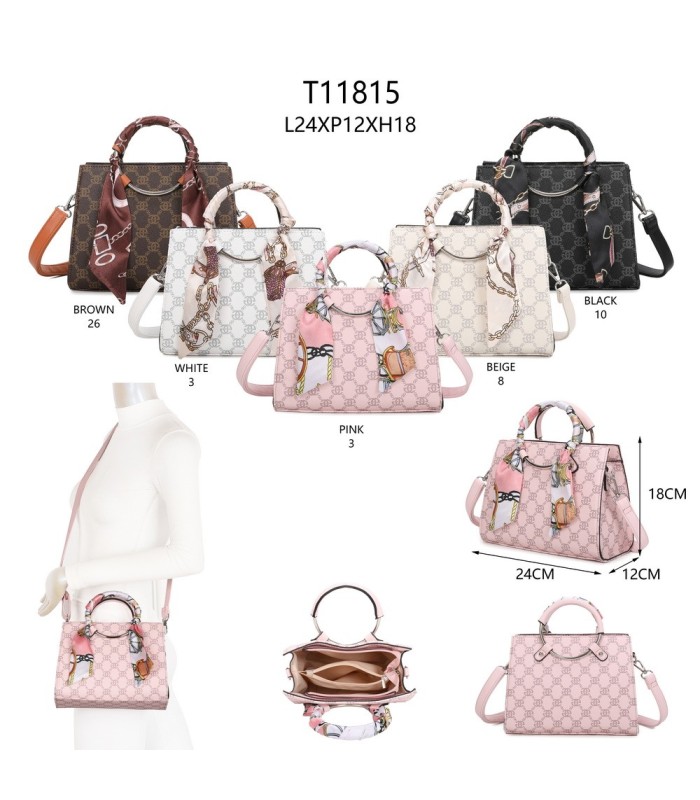 T11815 - Bolso de mano con bandolera y pañuelo decorativo