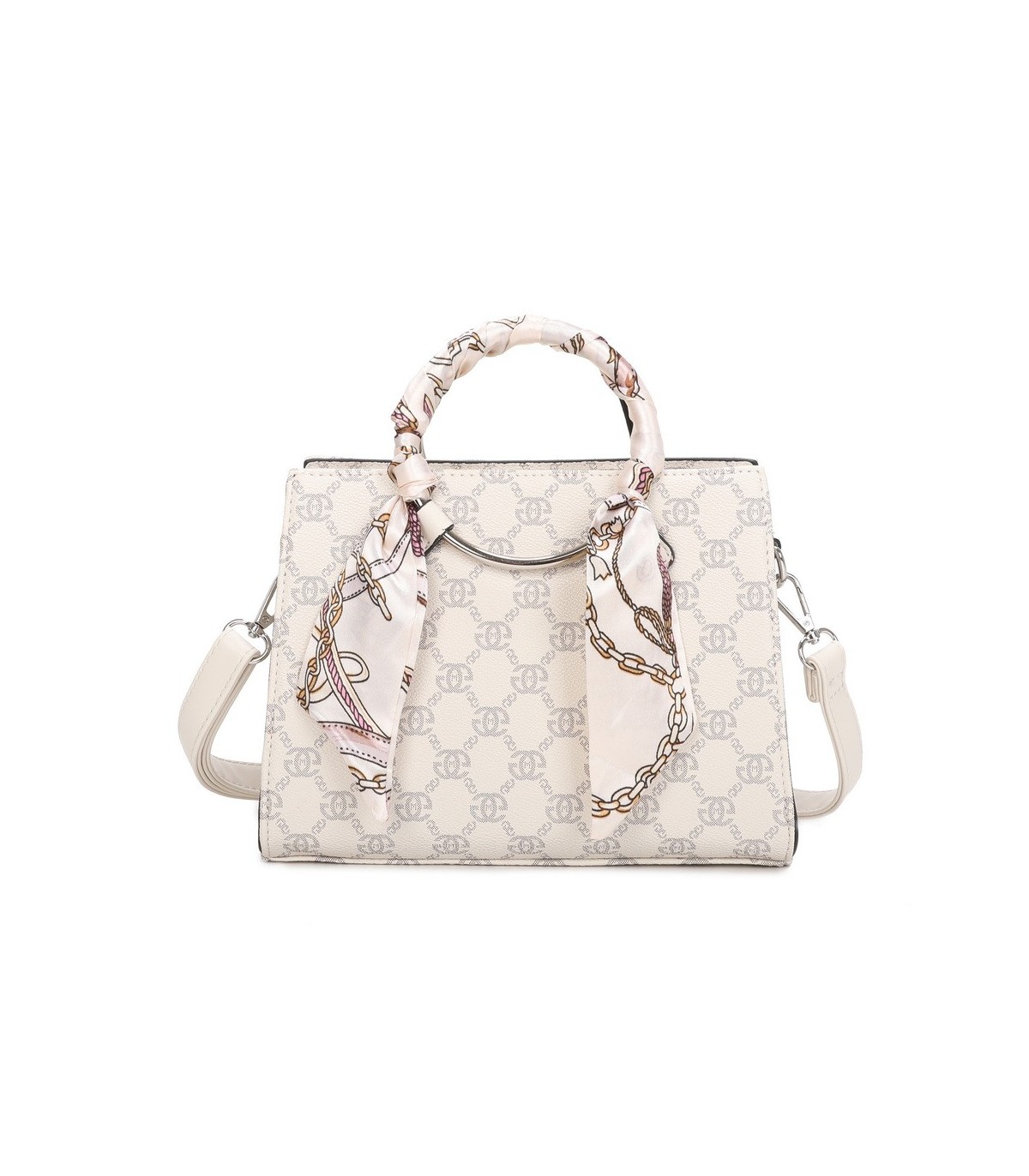 T11815 - Bolso de mano con bandolera y pañuelo decorativo