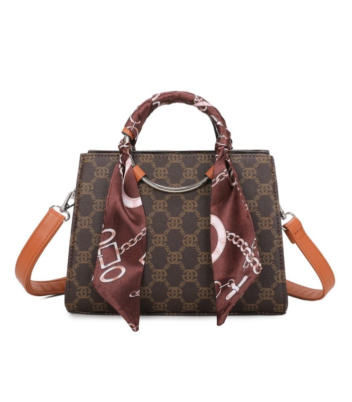 T11815 - Bolso de mano con bandolera y pañuelo decorativo