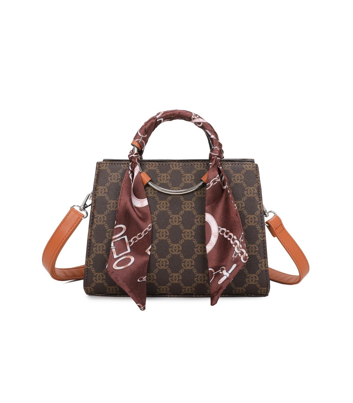 T11815 - Bolso de mano con bandolera y pañuelo decorativo