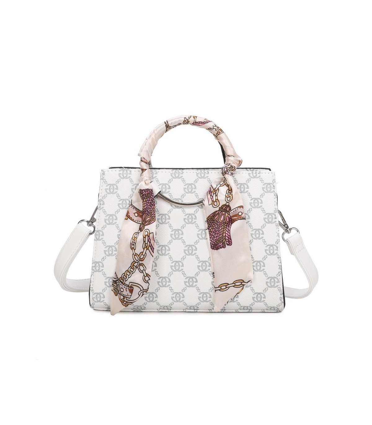 T11815 - Bolso de mano con bandolera y pañuelo decorativo
