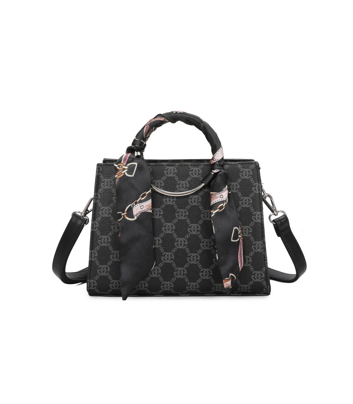 T11815 - Bolso de mano con bandolera y pañuelo decorativo