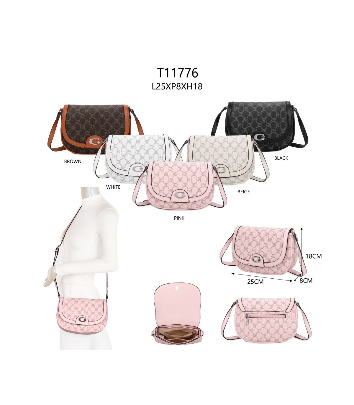 T11776 - Bolso bandolera con G de cierre imantado