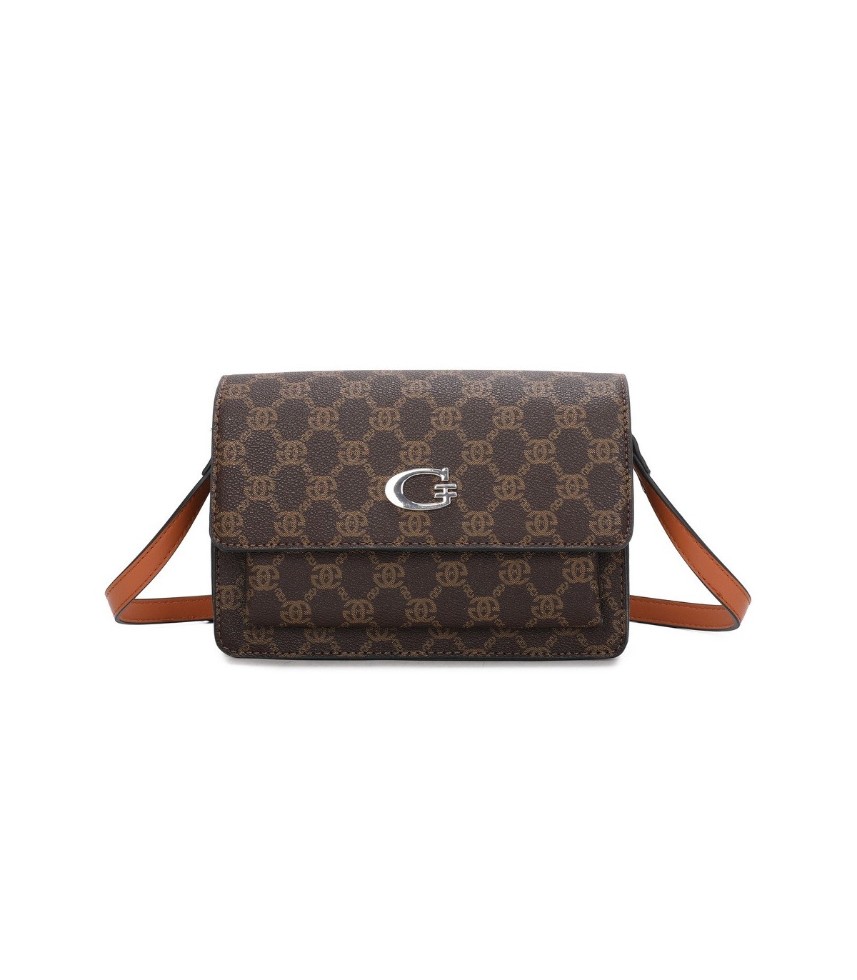 T11793 - Bolso rectangular con bandolera y G metálica