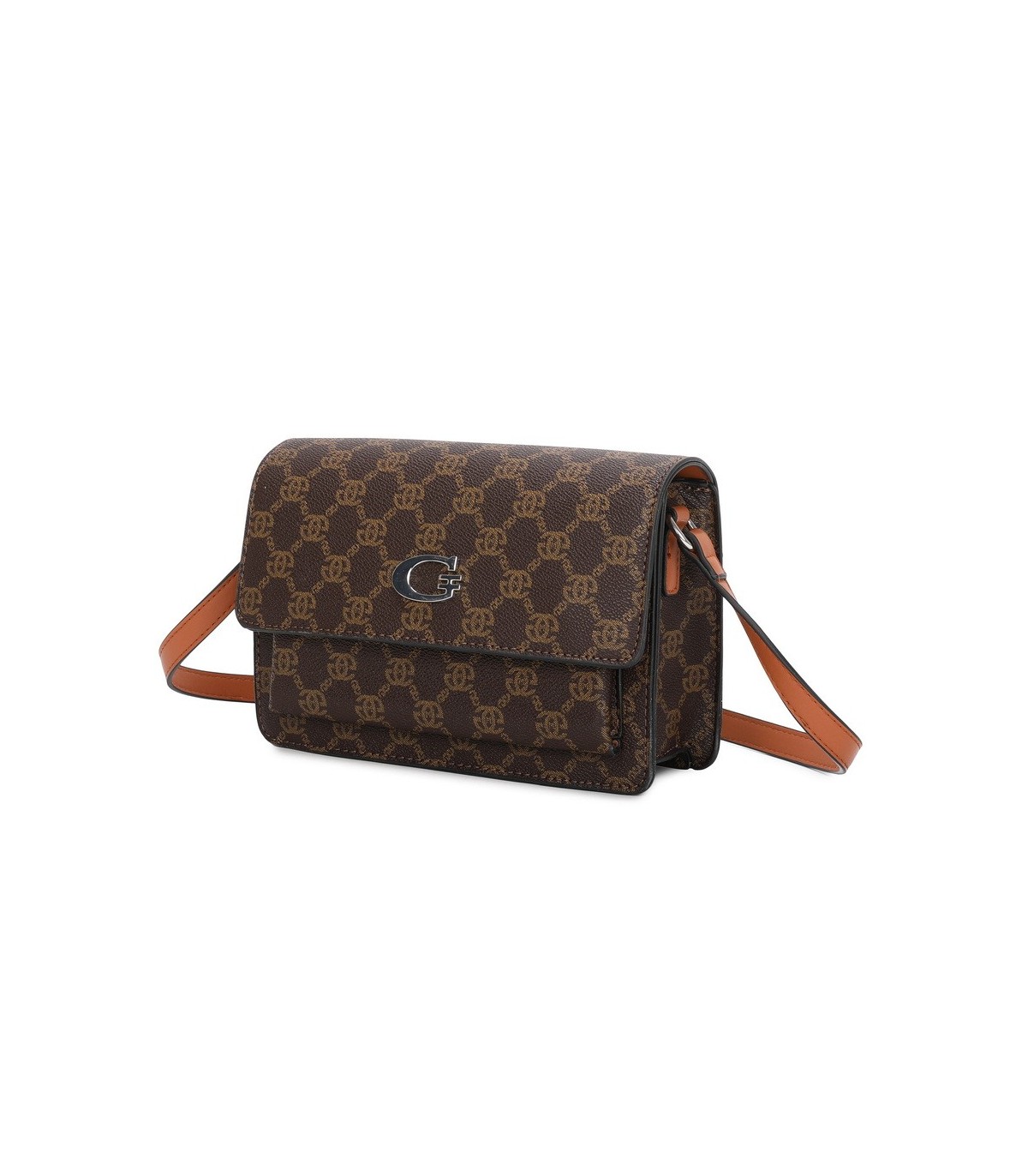 T11793 - Bolso rectangular con bandolera y G metálica