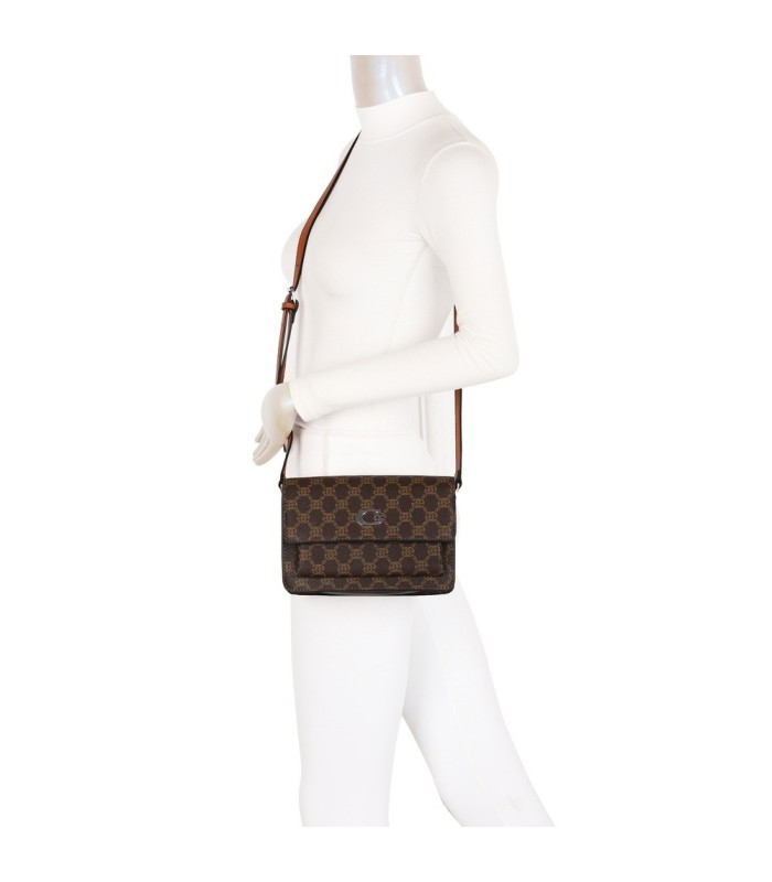 T11793 - Bolso rectangular con bandolera y G metálica