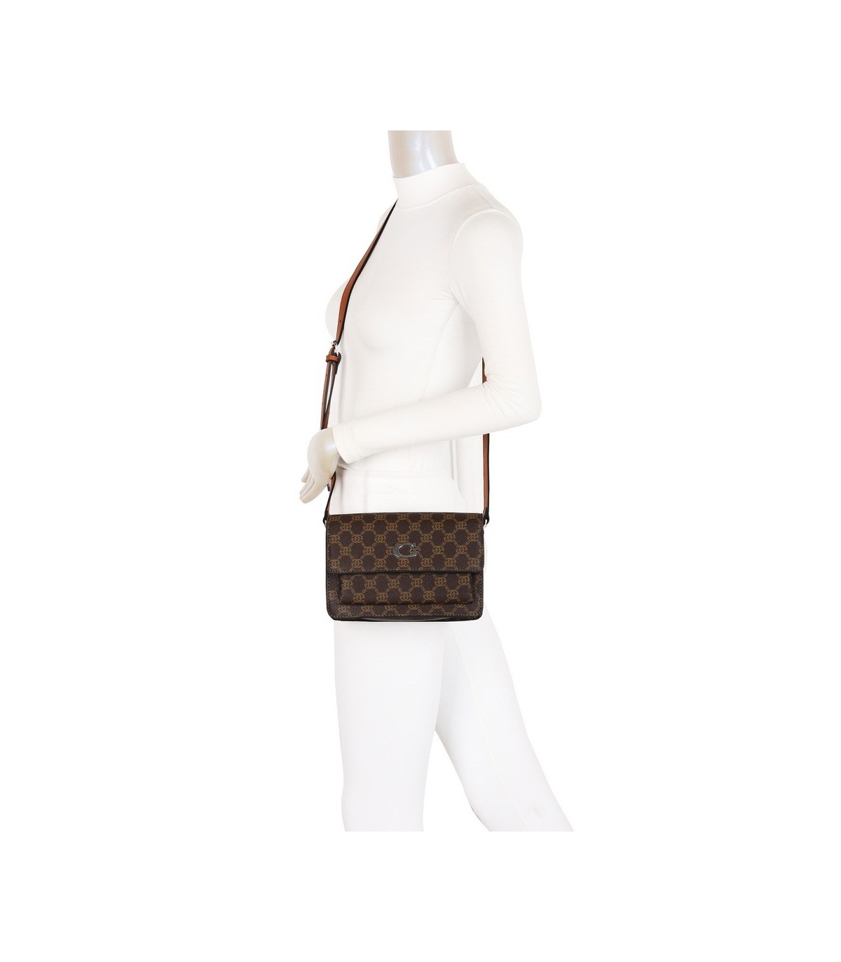 T11793 - Bolso rectangular con bandolera y G metálica