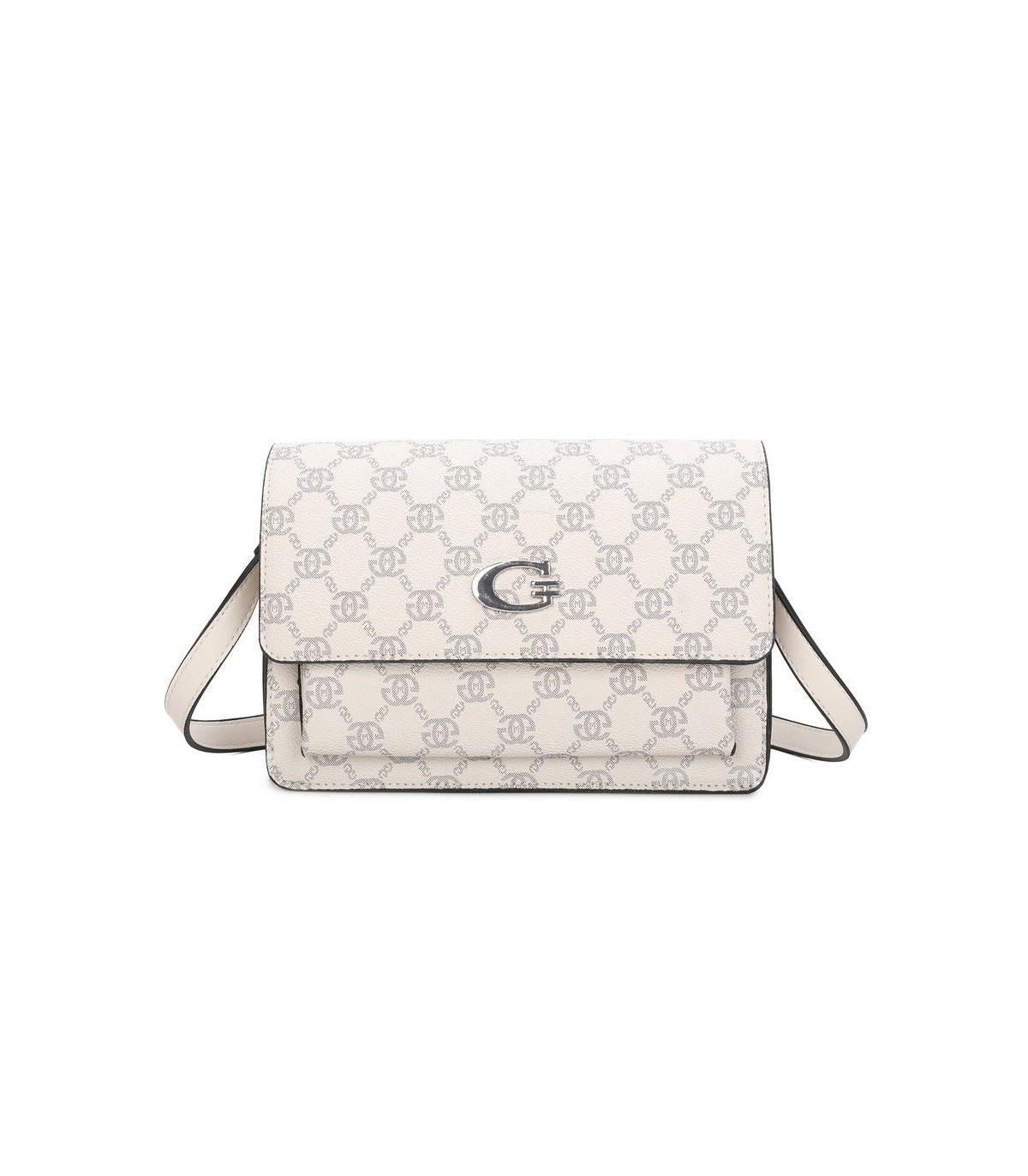 T11793 - Bolso rectangular con bandolera y G metálica
