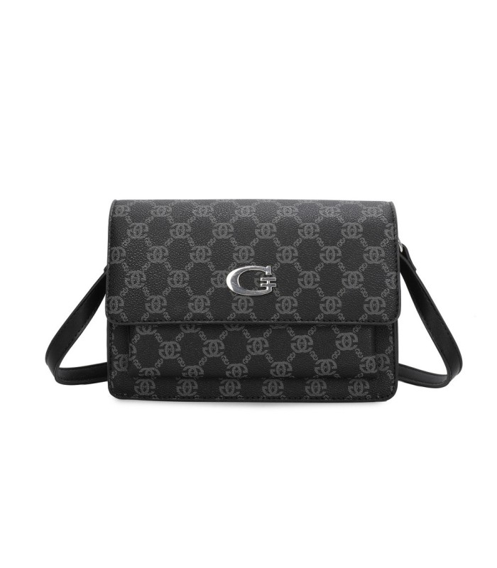 T11793 - Bolso rectangular con bandolera y G metálica