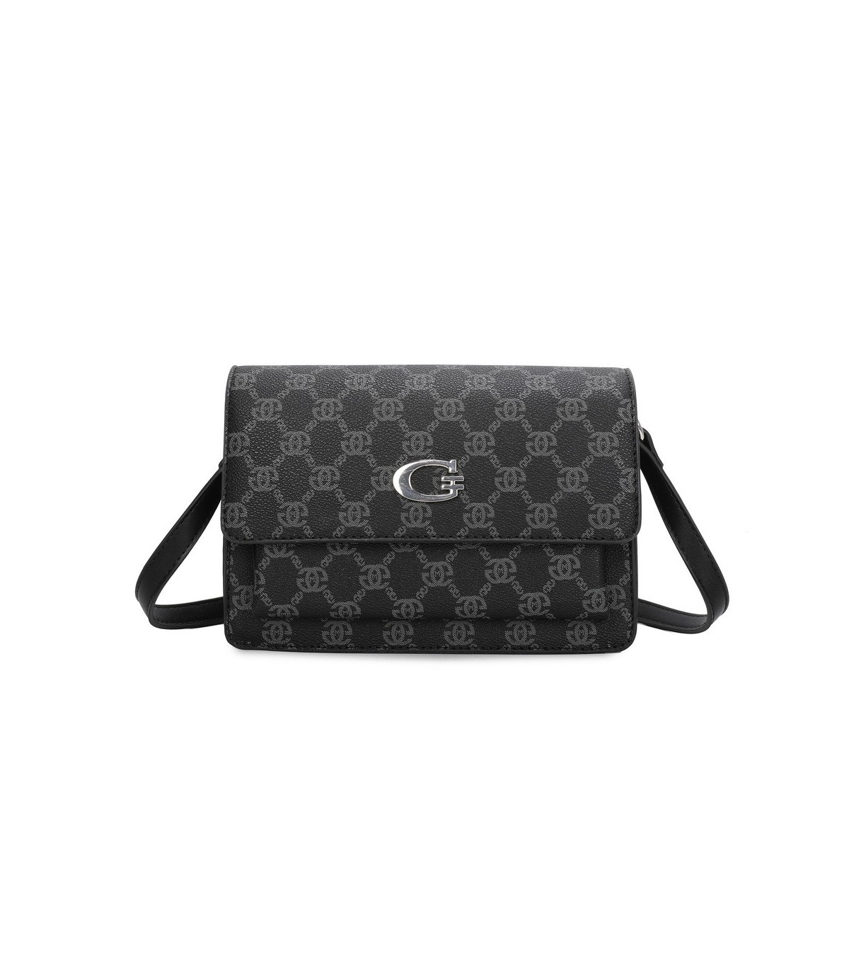 T11793 - Bolso rectangular con bandolera y G metálica