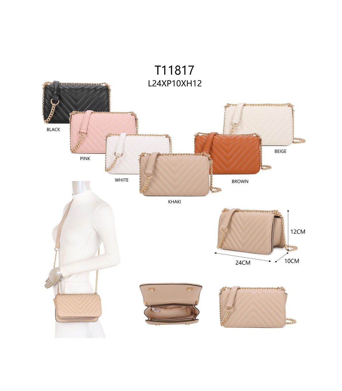 T11817 - Bolso con bandolera de cadena dorada