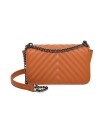 T11816 - Bolso de cadena oscura con cierre imantado y textura rayada