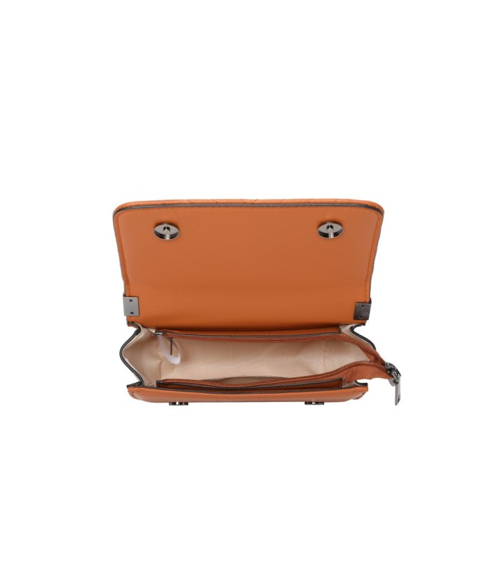 T11816 - Bolso de cadena oscura con cierre imantado y textura rayada