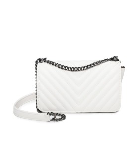 T11816 - Bolso de cadena oscura con cierre imantado y textura rayada